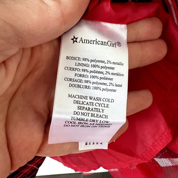 American Girl Pretty Plaid Christmas Dress For Girls Sz 12 Rare Retired Holiday - Picture 5 of 6